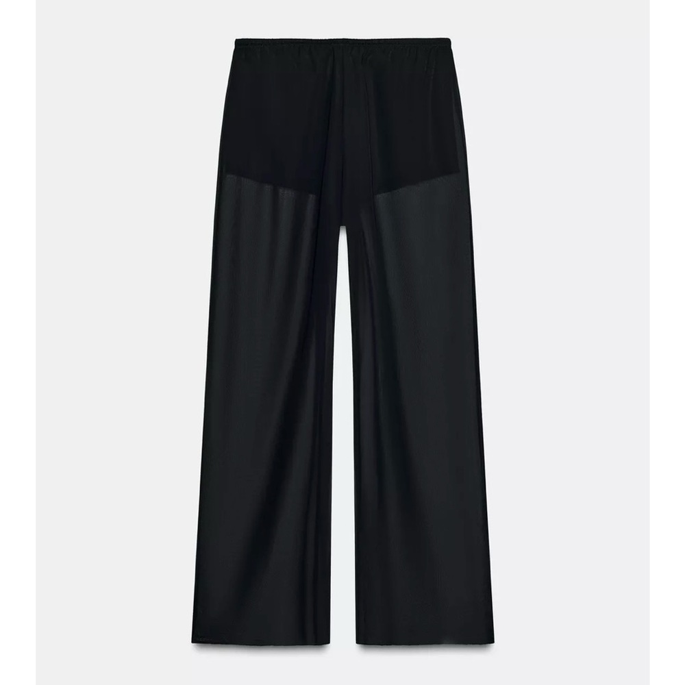 Zara Sheer Black Straight Leg Women's Pants
